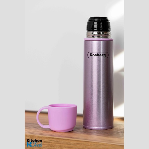 Термос Rosberg, 500ml, инокс, розов