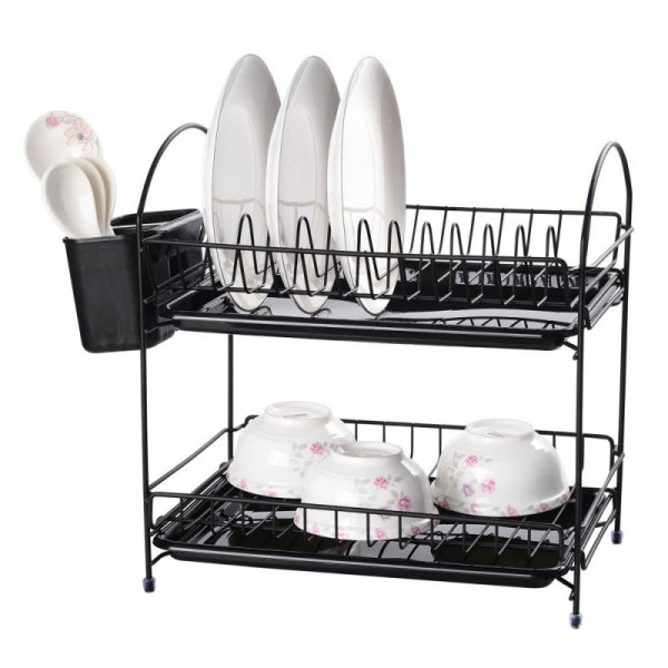 Поставка за съдове Rosberg, 2 нива, черна
