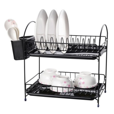 Поставка за съдове Rosberg, 2 нива, черна