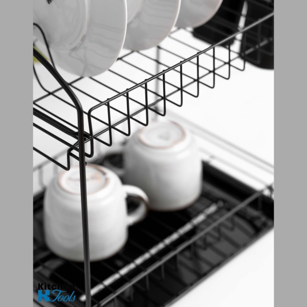 Поставка за съдове Rosberg, 2 нива, черна