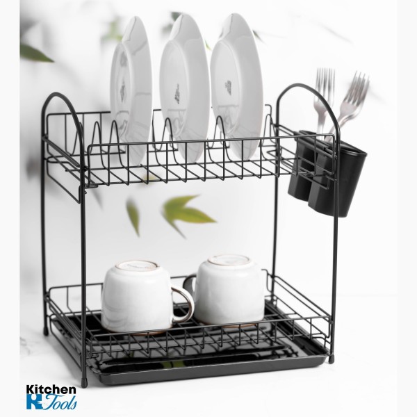 Поставка за съдове Rosberg, 2 нива, черна