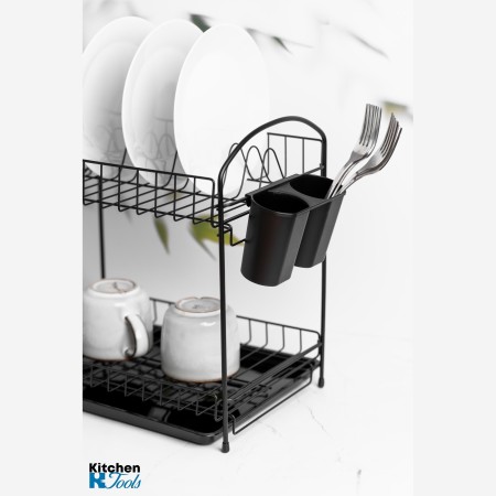 Поставка за съдове Rosberg, 2 нива, черна