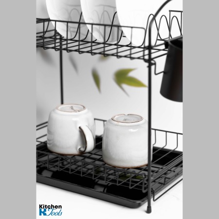 Поставка за съдове Rosberg, 2 нива, черна