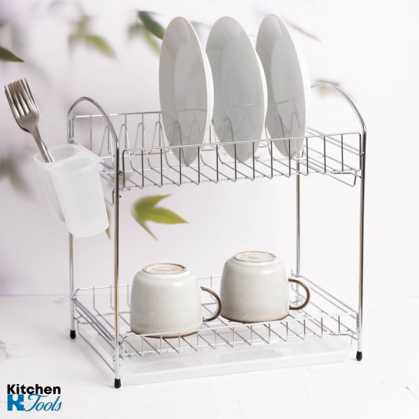 Двуетажна Поставка за съдове Rosberg - Бяла