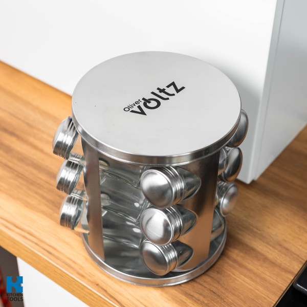 Въртящ се органайзер за подправки, 12 буркана