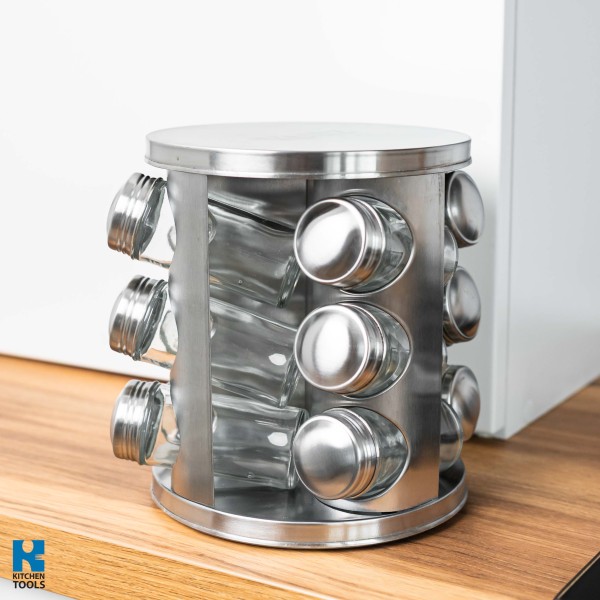 Въртящ се органайзер за подправки, 12 буркана