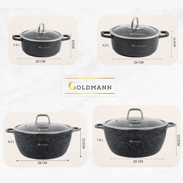 Тенджера Goldmann 24см, 4.5л, незалепващ слой
