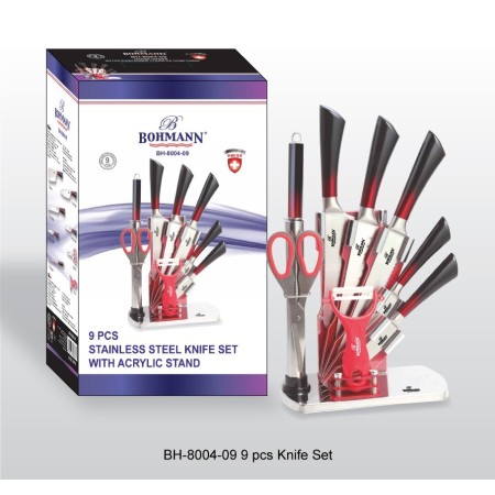 Комплект Bohmann ножове - черни/червени, 8 части