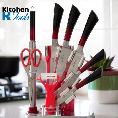 Комплект Bohmann ножове - черни/червени, 8 части