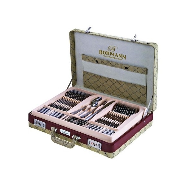 Комплект прибори 72 части Bohmann в кремав куфар