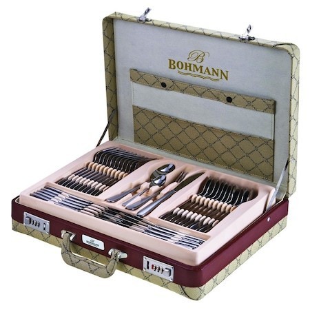 Комплект прибори 72 части Bohmann в кремав куфар