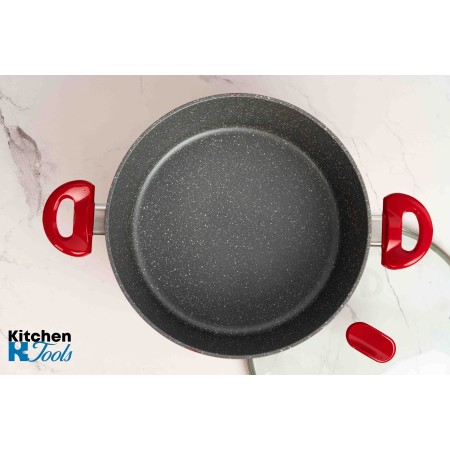 Червена мраморна алуминиева кръгла тенджера Bohmann