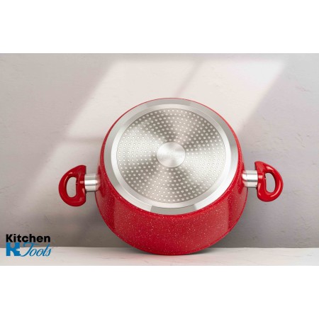 Червена мраморна алуминиева кръгла тенджера Bohmann