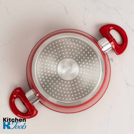 Червена мраморна алуминиева кръгла тенджера Bohmann