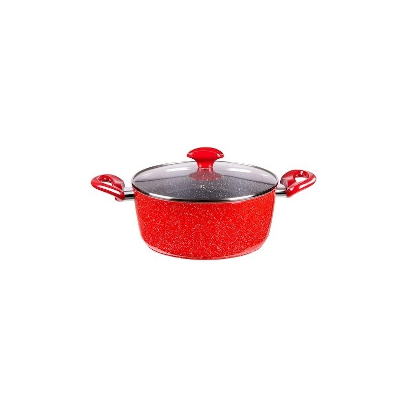 Червена мраморна алуминиева кръгла тенджера Bohmann