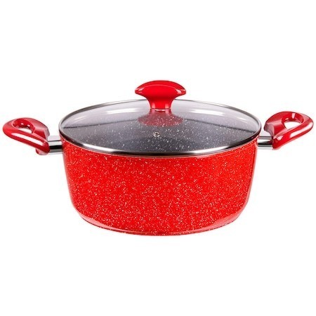 Червена мраморна алуминиева кръгла тенджера Bohmann