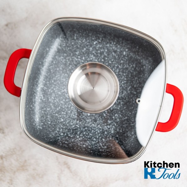 Готварски съд Bohmann, мраморен, 5.5L, червен силикон