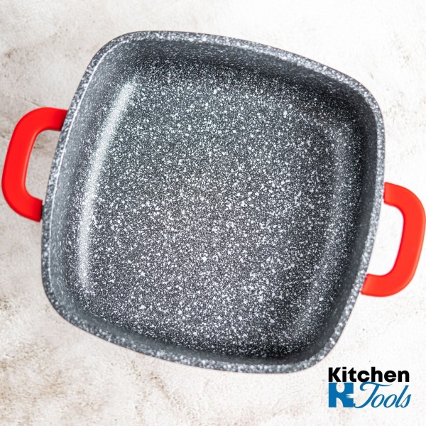 Готварски съд Bohmann, мраморен, 5.5L, червен силикон