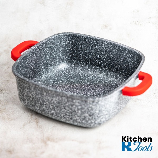 Готварски съд Bohmann, мраморен, 5.5L, червен силикон