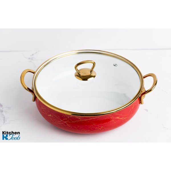 Тенджера 24x8 см с златни титанови дръжки, капак
