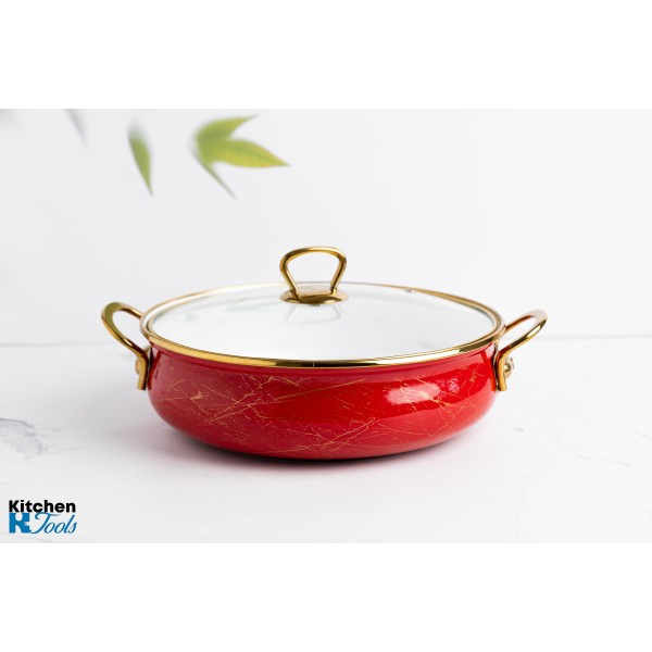 Тенджера 24x8 см с златни титанови дръжки, капак