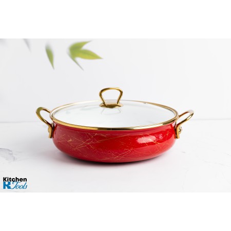 Тенджера 24x8 см с златни титанови дръжки, капак