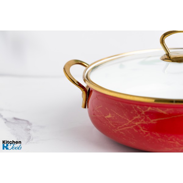 Тенджера 24x8 см с златни титанови дръжки, капак