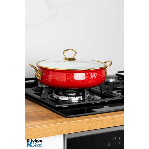 Тенджера 24x8 см с златни титанови дръжки, капак