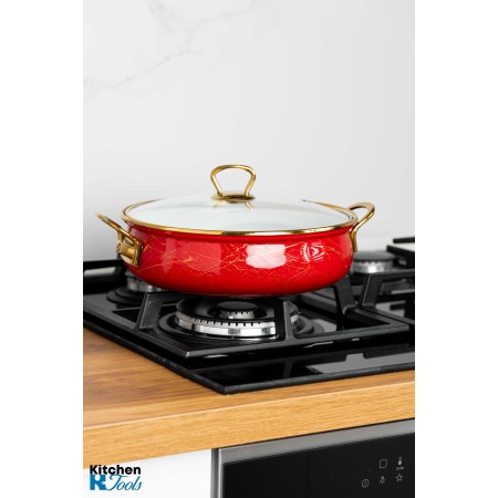 Тенджера 24x8 см с златни титанови дръжки, капак