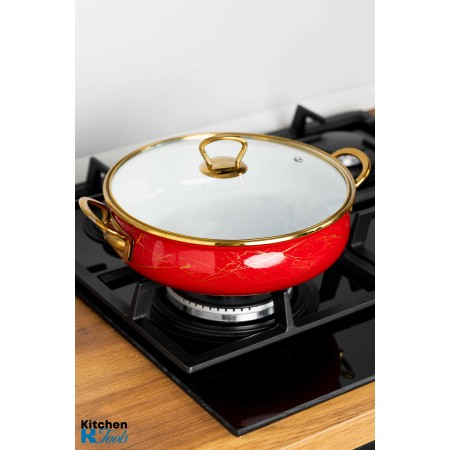 Тенджера 24x8 см с златни титанови дръжки, капак