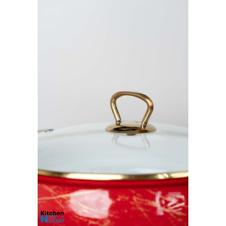 Тенджера 24x8 см с златни титанови дръжки, капак