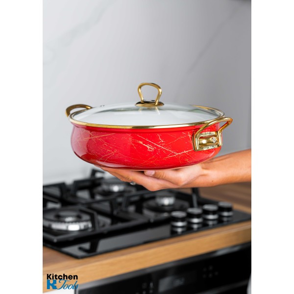 Тенджера 24x8 см с златни титанови дръжки, капак