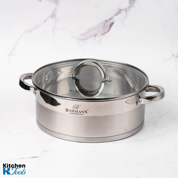Ниска тенджера Bohmann - 5 л, индукция, стомана