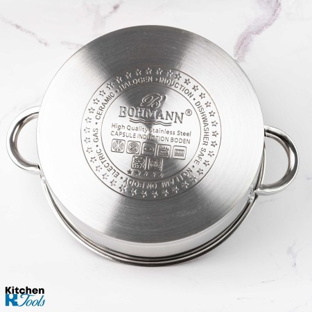 Ниска тенджера Bohmann - 5 л, индукция, стомана