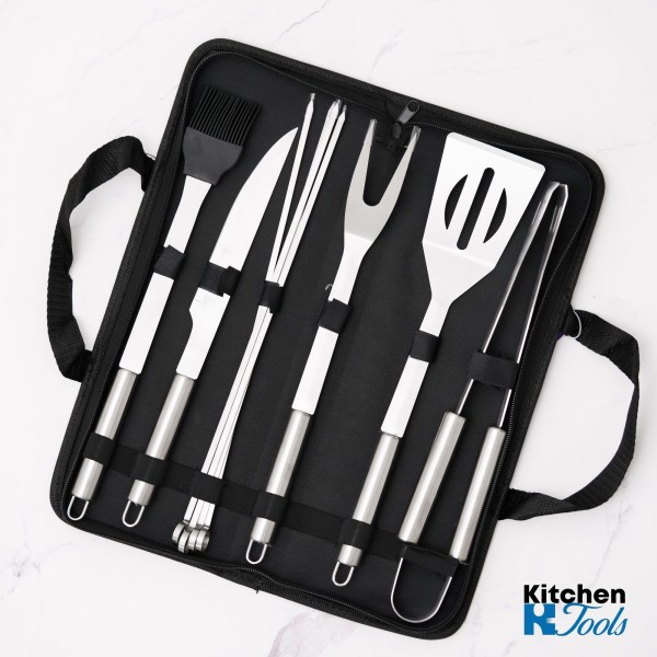 Комплект от 9 уреди за барбекю от неръждаема стомана