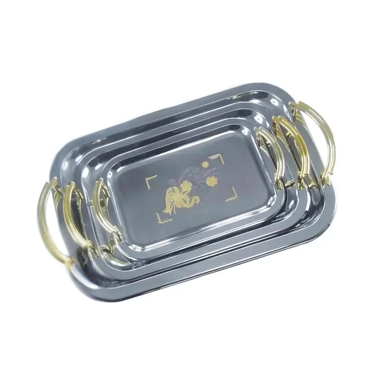 Комплект подноси Bohmann с златни дръжки