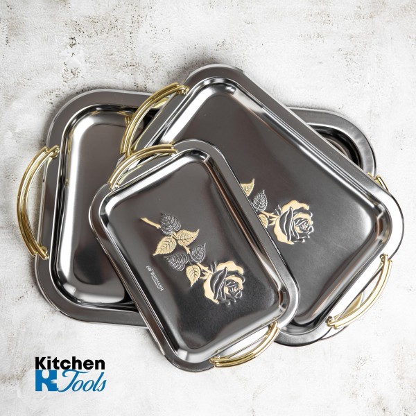 Комплект подноси Bohmann с златни дръжки