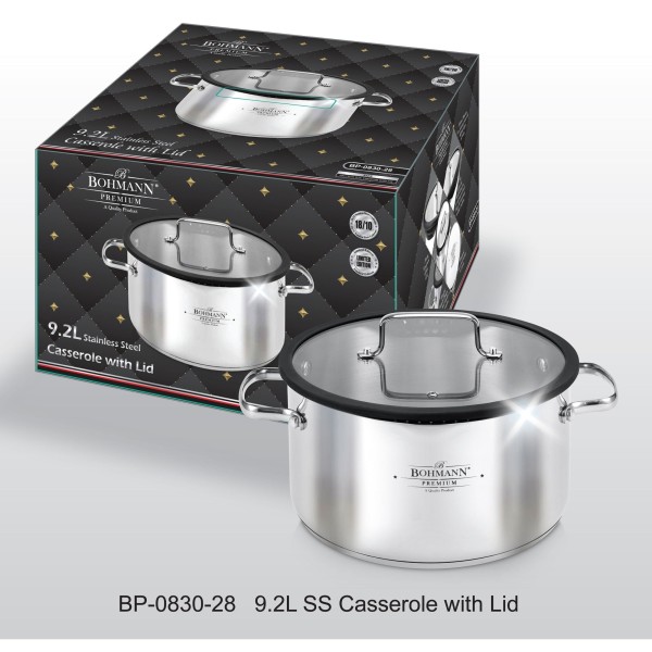 Тенджера Bohmann Premium 18/10, 9.2L, стъклен капак