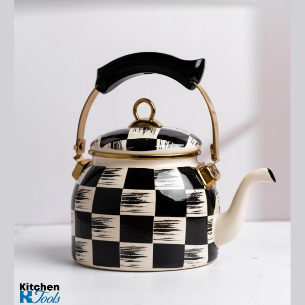 Емайлиран чайник 2.5л, термоустойчива дръжка