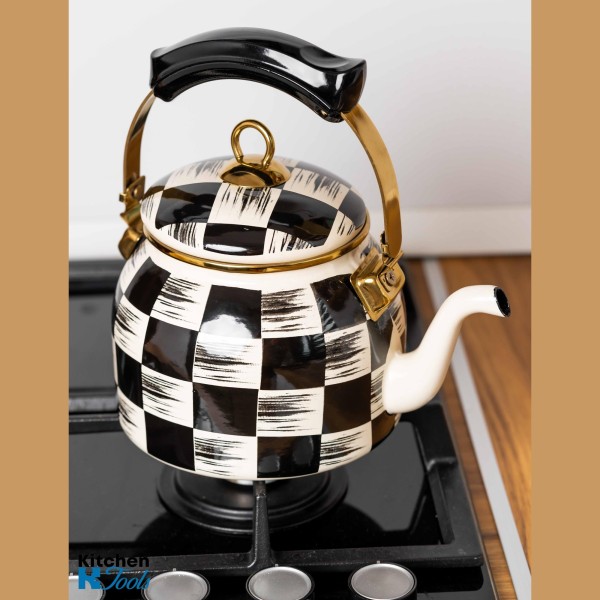 Емайлиран чайник 2.5л, термоустойчива дръжка