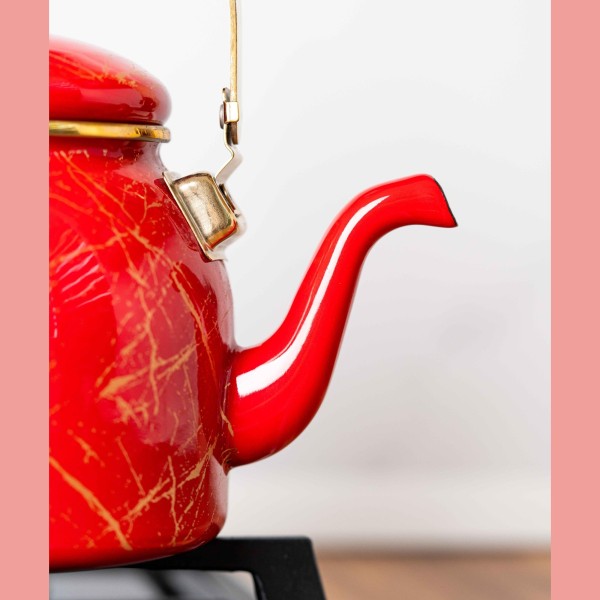 Емайлиран чайник Goldmann, 2.5 л, червен