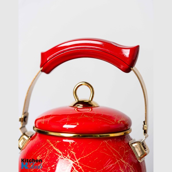 Емайлиран чайник Goldmann, 2.5 л, червен