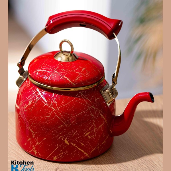 Емайлиран чайник Goldmann, 2.5 л, червен