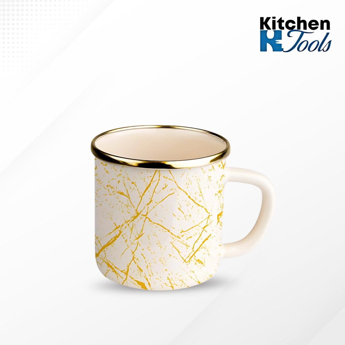 Емайлирана чаша 400 мл, съвместима с индукция, Goldmann, бежова, удобна дръжка