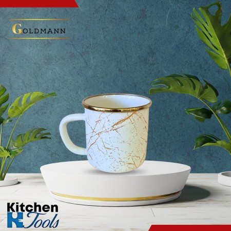 Емайлирана чаша 400 мл, съвместима с индукция, Goldmann, бежова, удобна дръжка