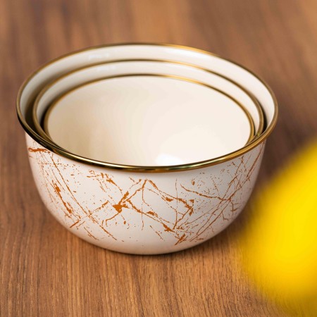 Емайлирана купа за съхранение/готвене, 14x7,5 см, вместимост 1 литър, хромиран ръб, Goldmann, бежово