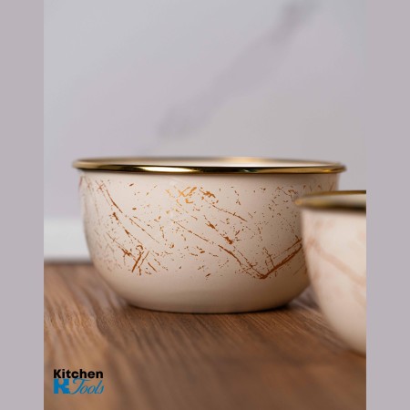 Емайлирана купа за съхранение/готвене, 16x8,5 см, вместимост 1,5 литра, хромиран ръб, Goldmann, бежово