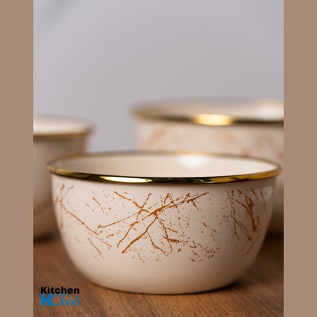 Емайлирана купа за съхранение/готвене, 16x8,5 см, вместимост 1,5 литра, хромиран ръб, Goldmann, бежово