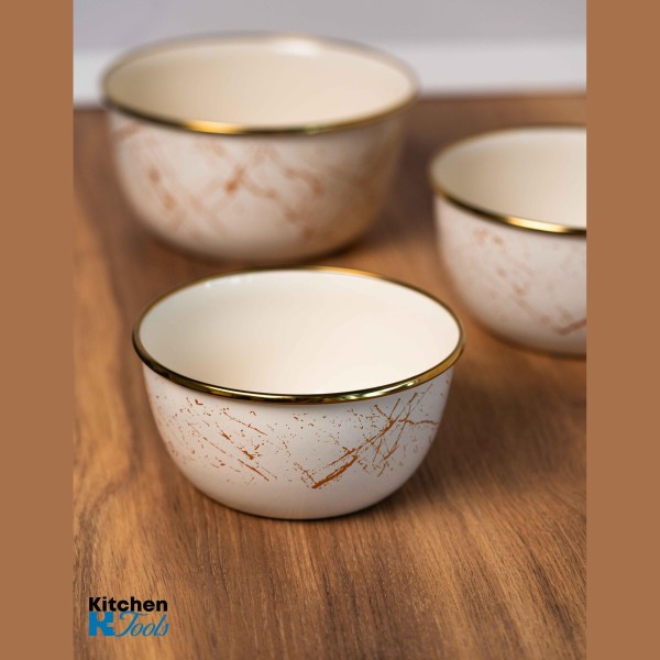 Емайлирана купа за съхранение/готвене, 18x9.5 см, вместимост 2 литра, хромиран ръб, Goldmann, бежово