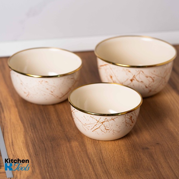 Емайлирана купа за съхранение/готвене, 18x9.5 см, вместимост 2 литра, хромиран ръб, Goldmann, бежово